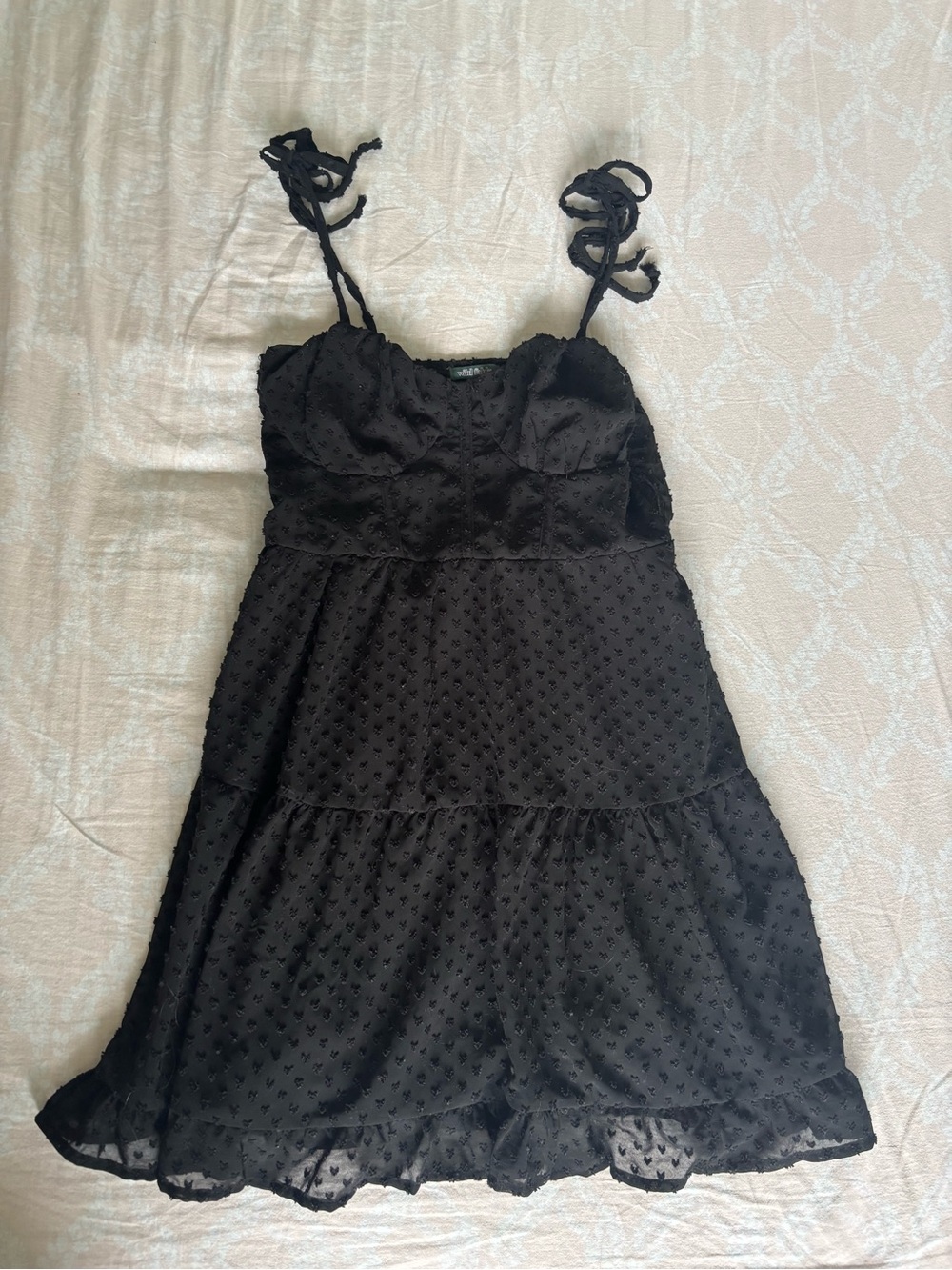 wild fable Black Textured Tie-Strap Dress